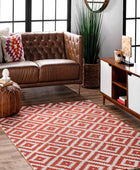 RED AND WHITE PIXEL GEOMETRIC HAND TUFTED CARPET