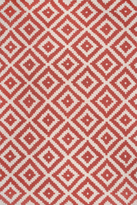 RED AND WHITE PIXEL GEOMETRIC HAND TUFTED CARPET by Imperial Knots - Image 1