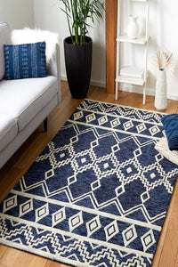 BLUE GEOMETRIC HAND TUFTED CARPET by Imperial Knots - Image 2