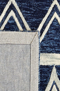 BLUE GEOMETRIC HAND TUFTED CARPET by Imperial Knots - Image 3