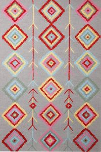 GREY MULTICOLOR GEOMETRIC HAND TUFTED CARPET by Imperial Knots - Image 1