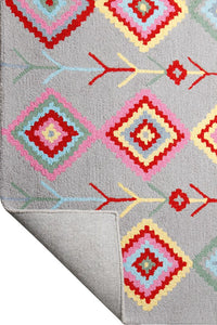 GREY MULTICOLOR GEOMETRIC HAND TUFTED CARPET by Imperial Knots - Image 4