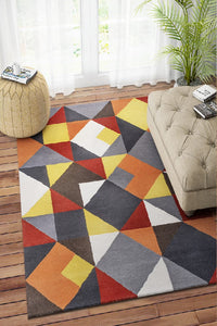 MULTICOLOR GEOMETRIC HAND TUFTED CARPET by Imperial Knots - Image 2