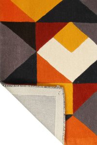 MULTICOLOR GEOMETRIC HAND TUFTED CARPET by Imperial Knots - Image 4